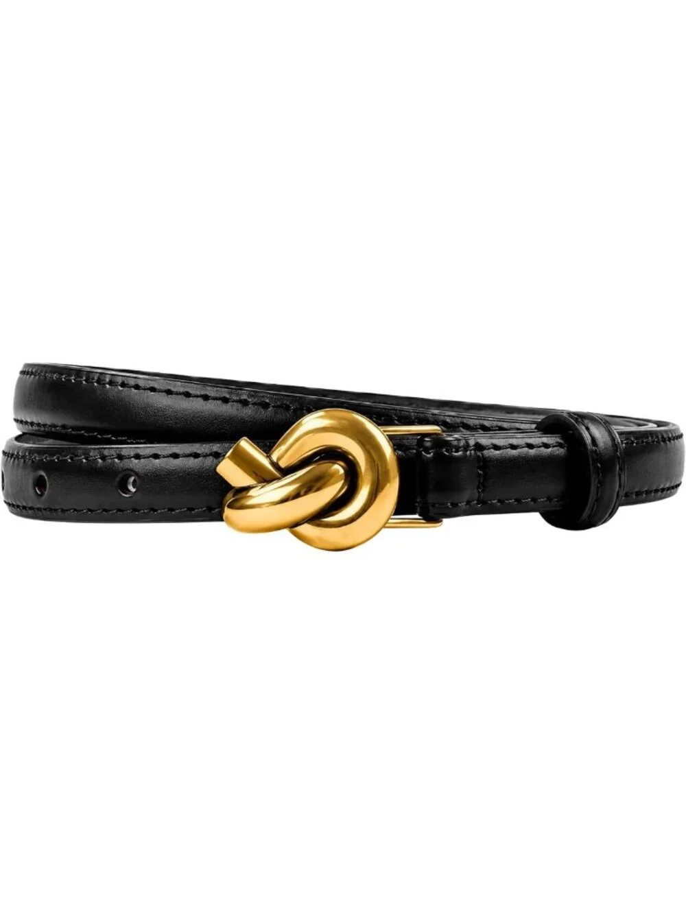 Stylish Women's Gold Knot Buckle Belt | 100% Cowhide Leather Fashion Accessory